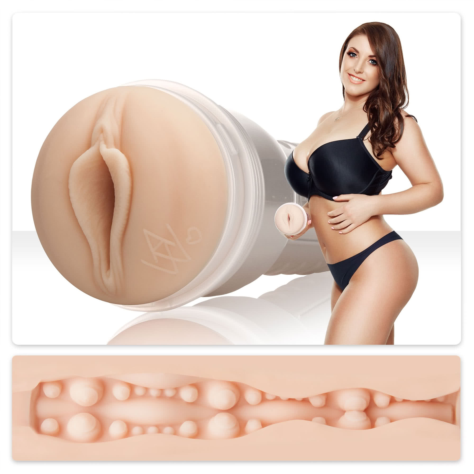 Fleshlight Angela White Indulge vagina-masturbator i hvidt kabinet