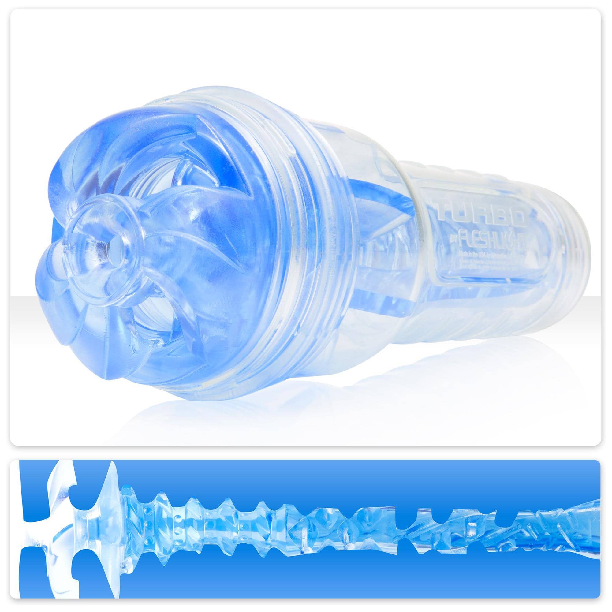 Fleshlight Turbo Thrust Blue Ice – blå gennemsigtig oral masturbator