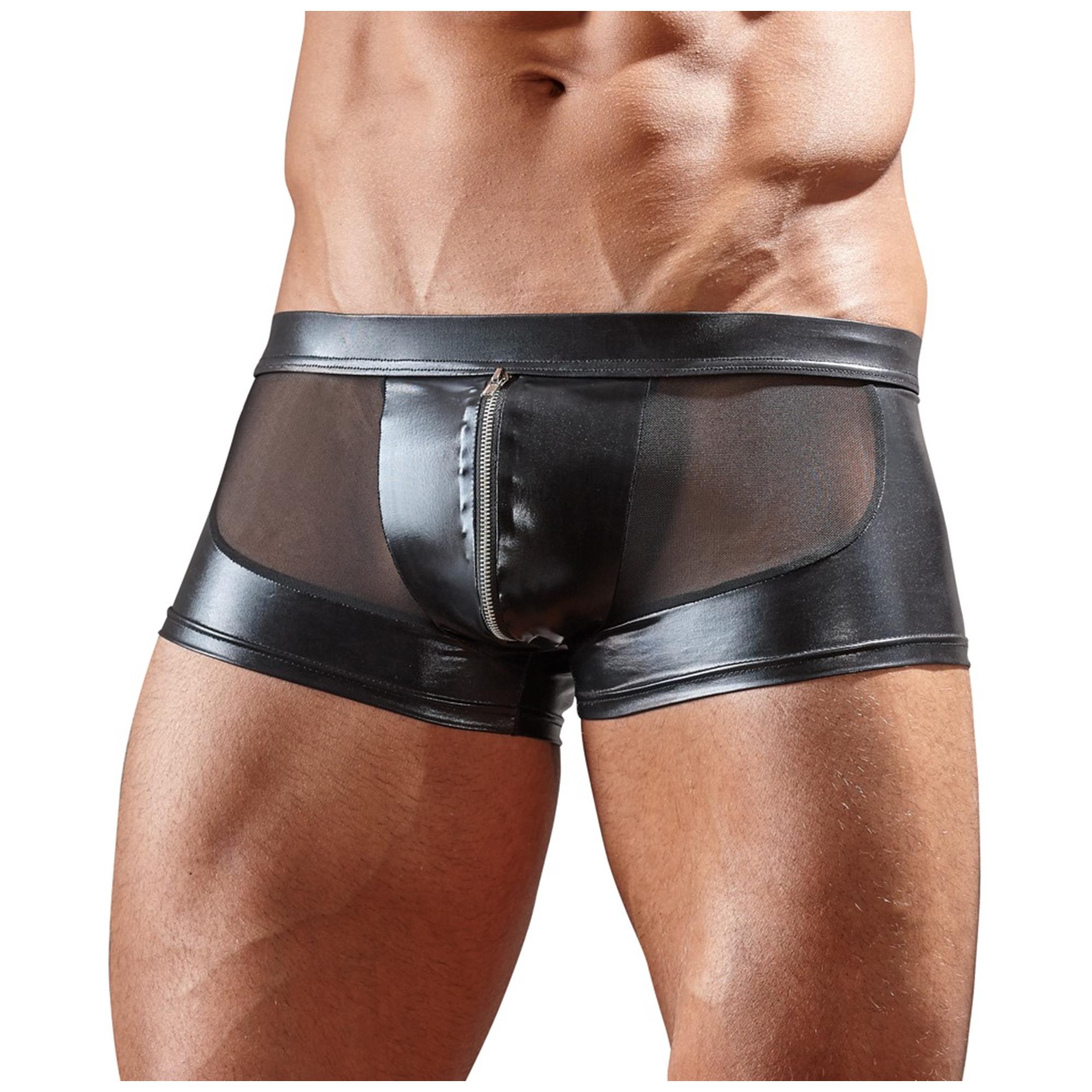 Svenjoyment Men's Pants with Zipper M – wetlook herrebukser med lynlås fortil