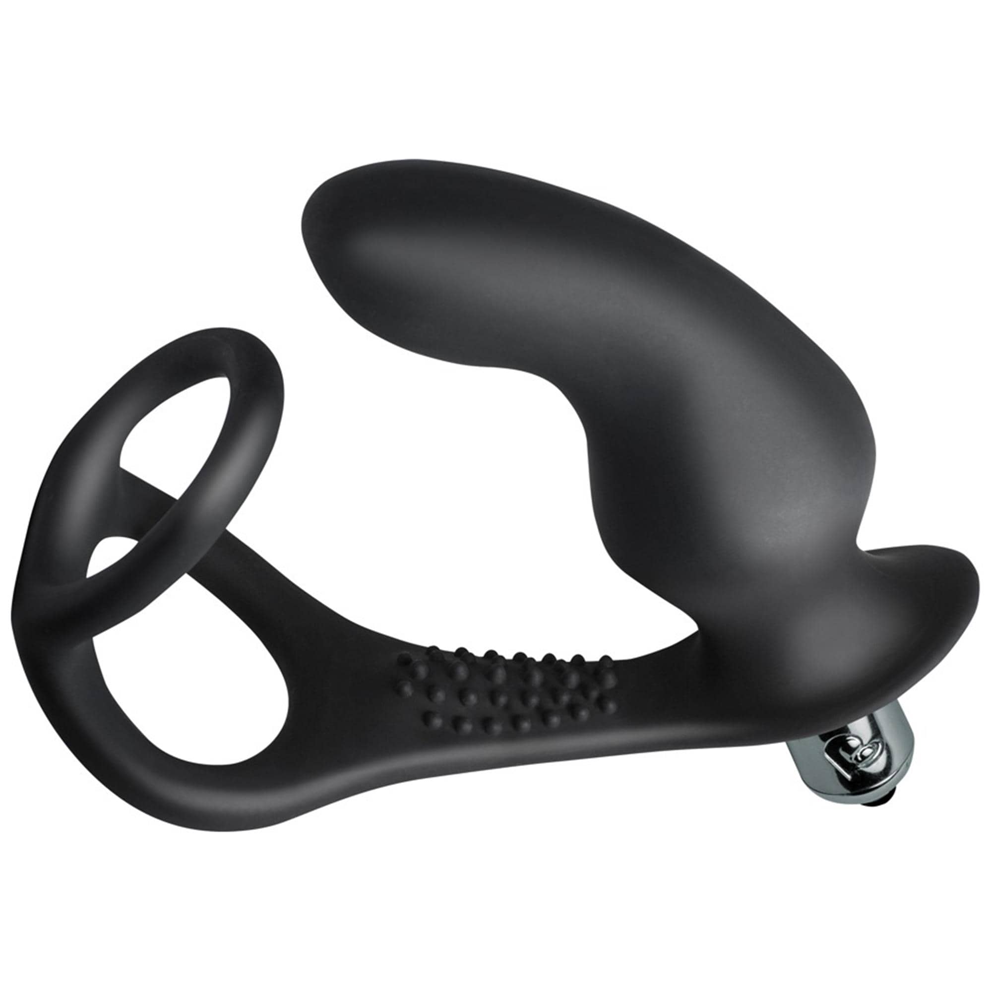 Ro-Zen Pro Black prostata-stimulator og penisring fra Rocks-Off i sort silikone