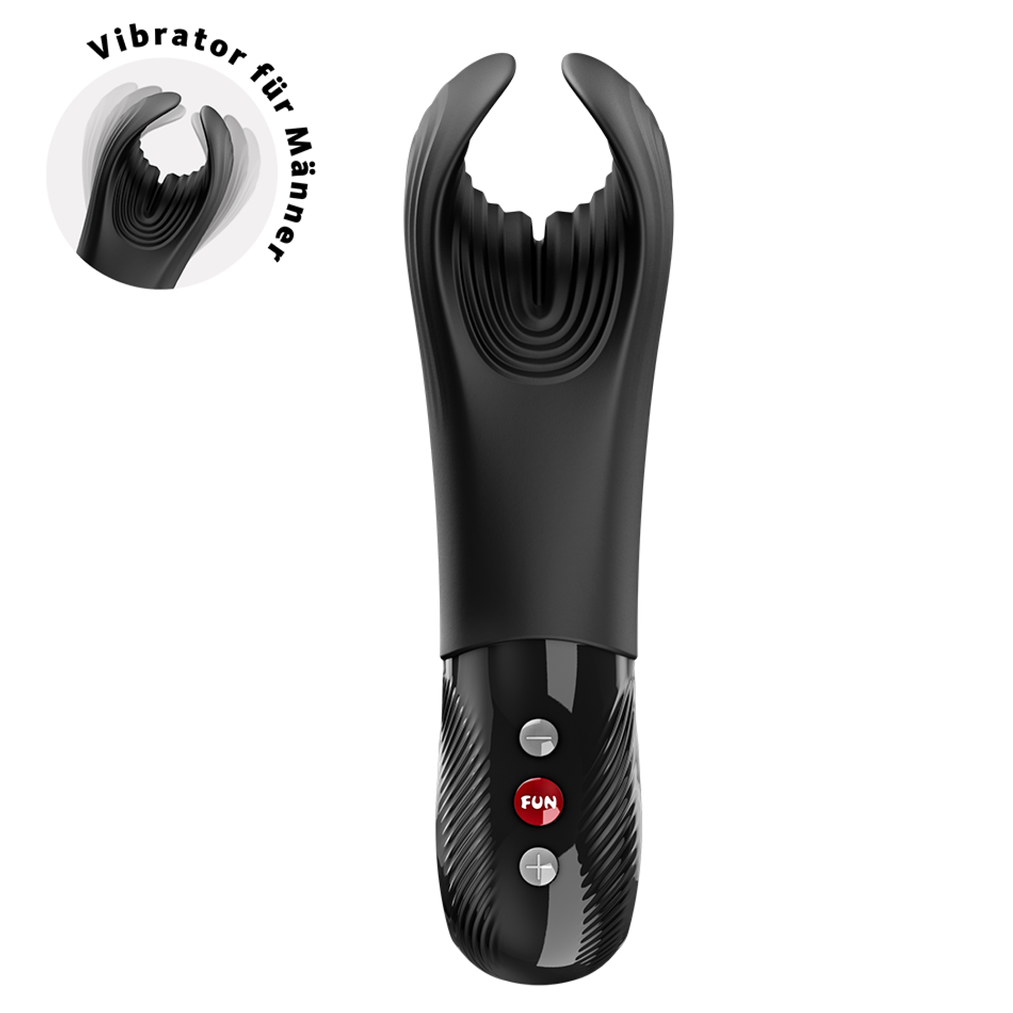 Fun Factory Manta Black penismasturbator med vibration set forfra