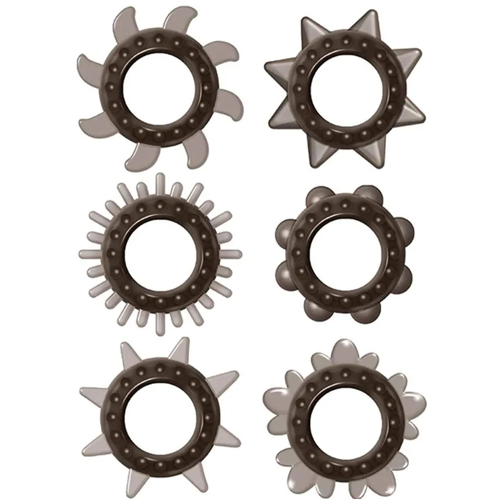 Multi Pack Cock Rings fra Cock Master, seks penisringe med forskellige mønstre