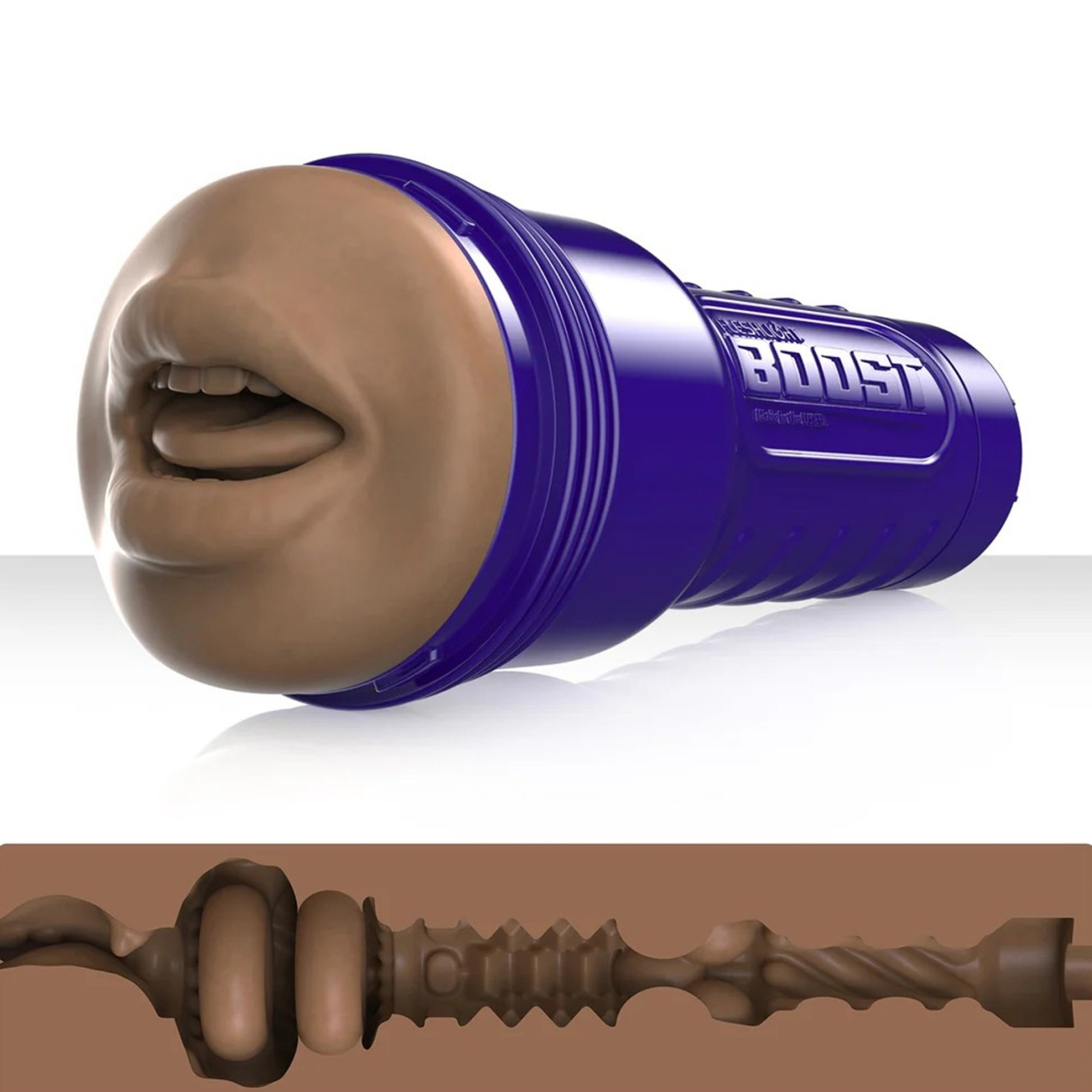 Fleshlight Boost Blow Medium/Dark – mundformet masturbator set forfra