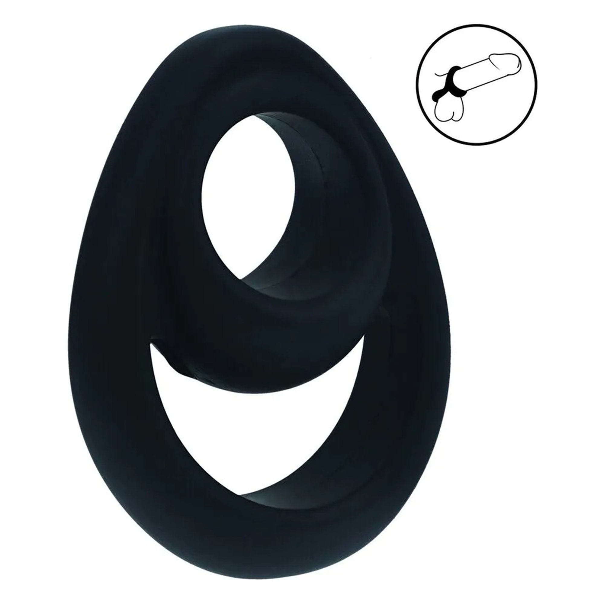 Levelz Double Ergo Silicone Cockring i sort set forfra