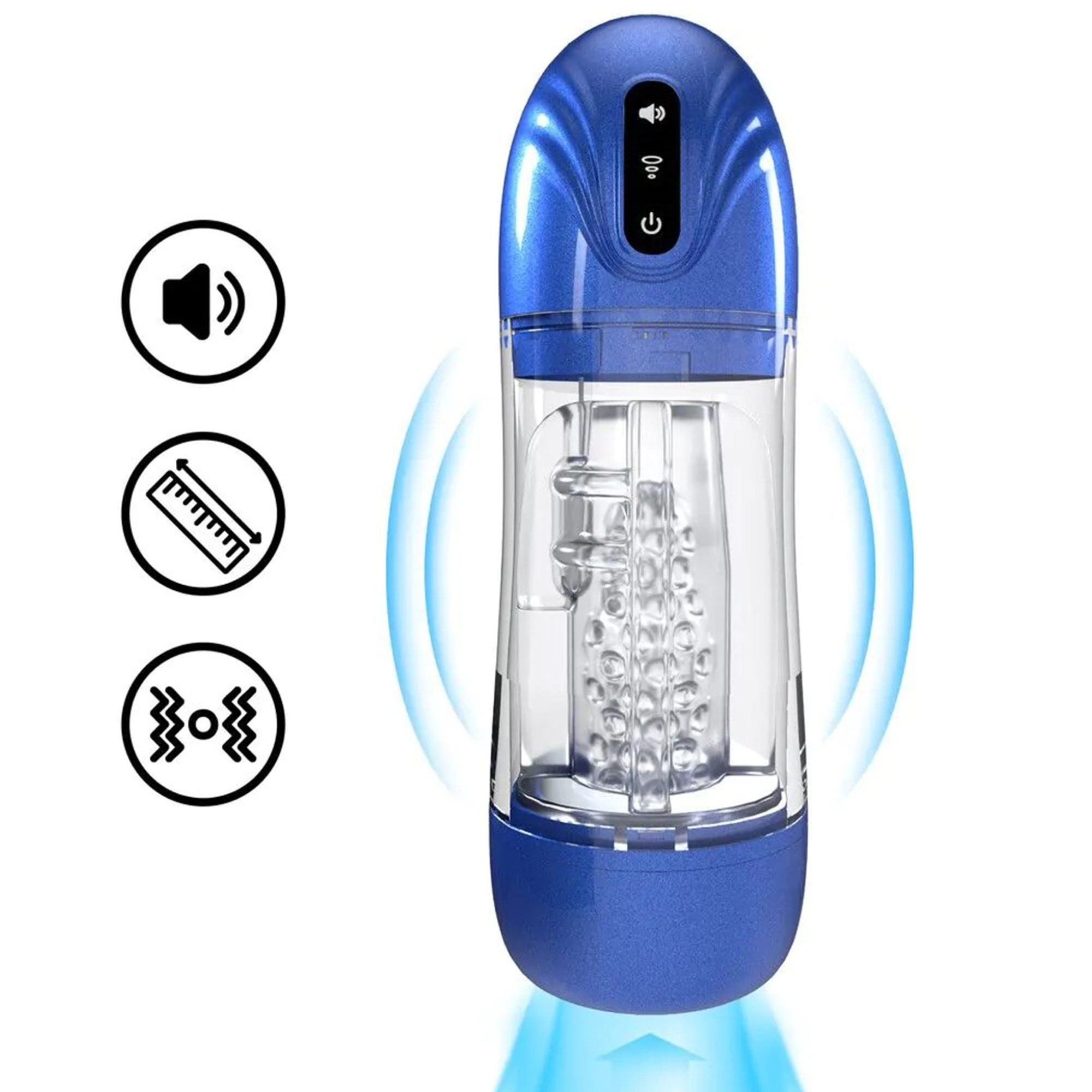 Pumped SonicPull Suction And Vibration Masturbator Pump i metallic blue set forfra