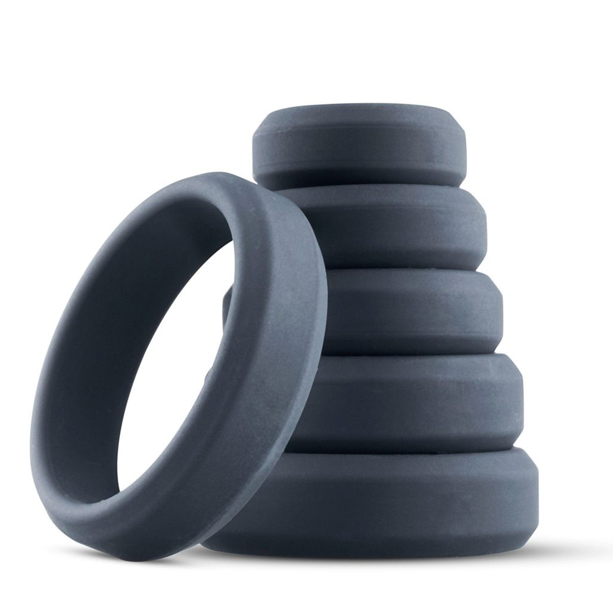 Boners 6 Piece Cock Ring Set Grey – seks brede penisringe i neutral grå