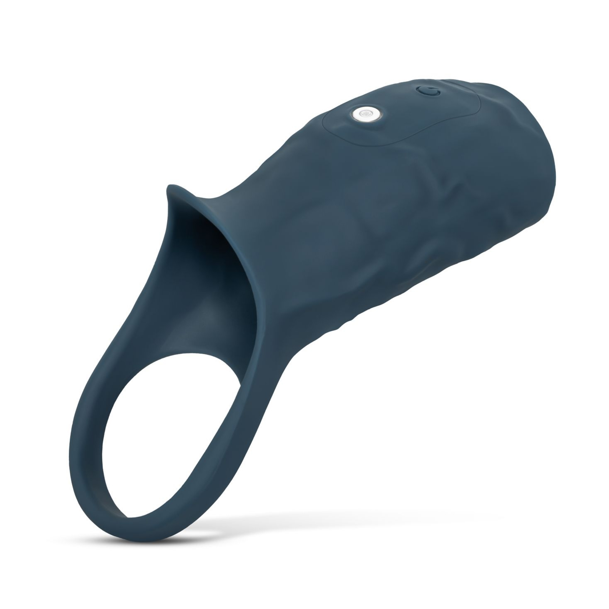 Boners Vibrating Penis Sleeve i blå silikone med integreret kuglering
