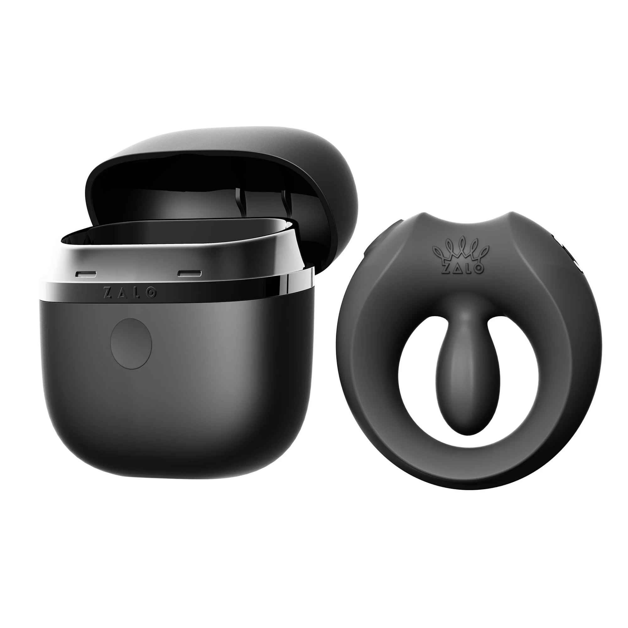 Zalo Apis Vibrating Couples Ring i sort – forfra